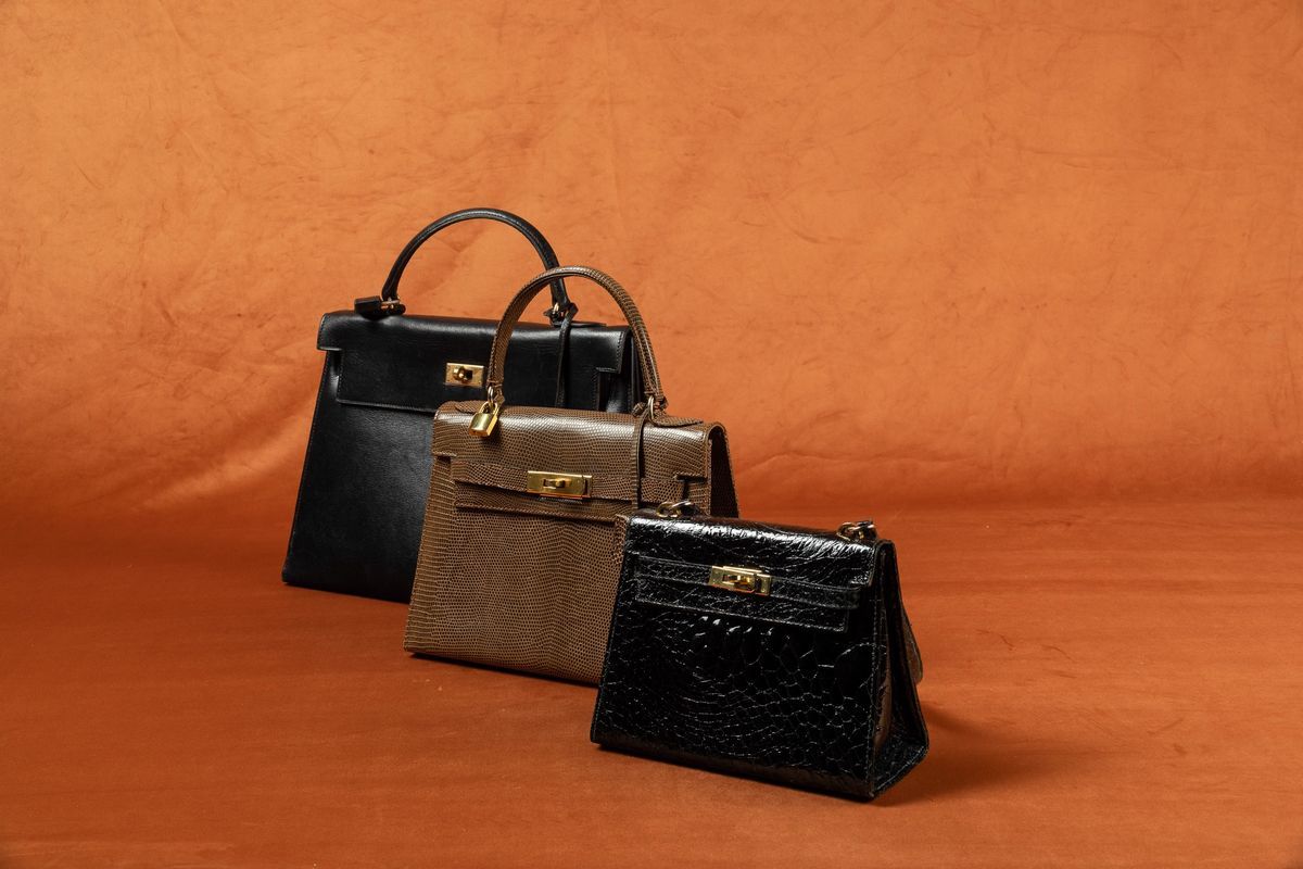 Borsa "kelly" Hermès in Pelle Nera, Anni '60