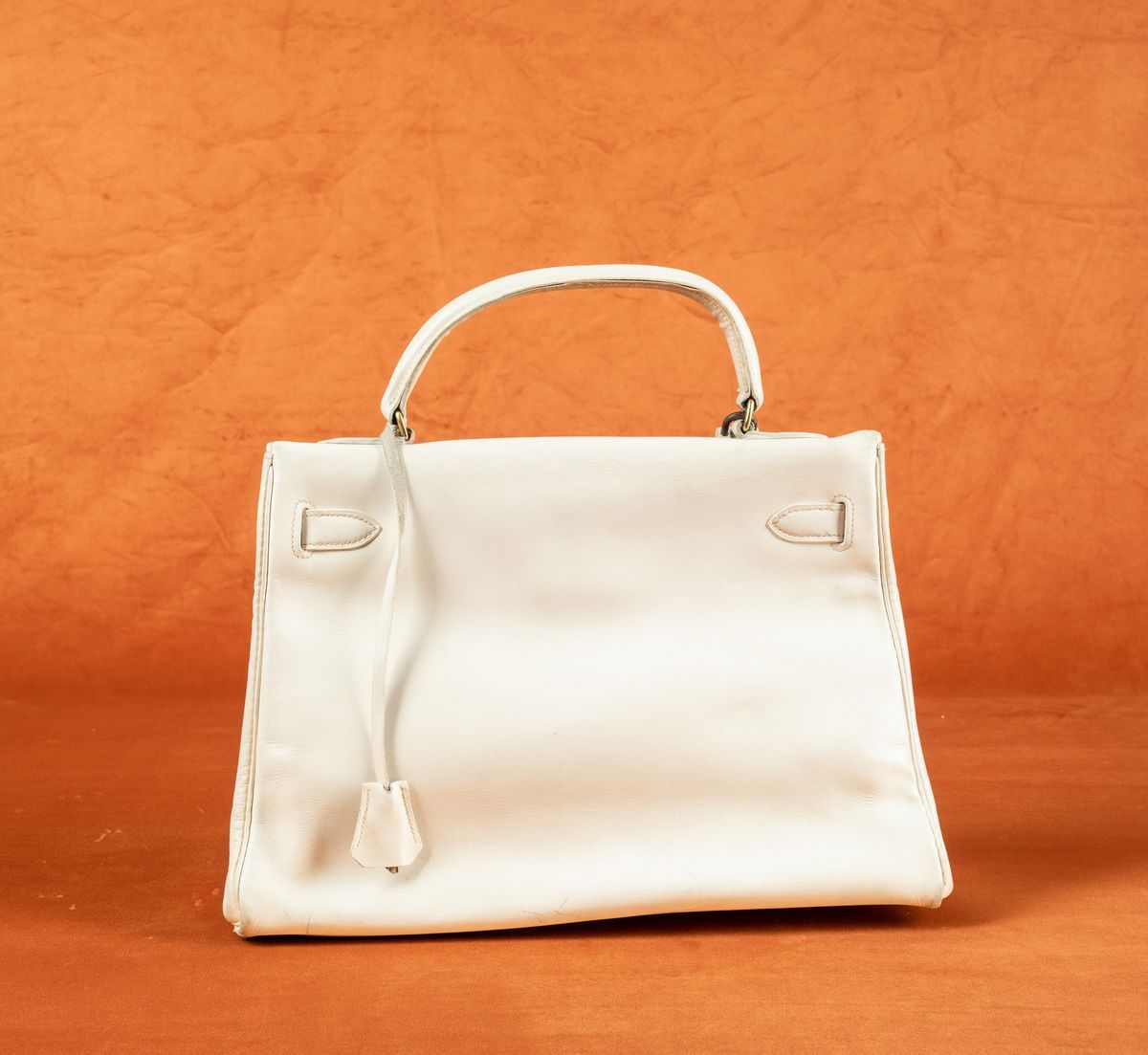 Borsa "kelly" di Hermès in Pelle Bianca, Anni '60