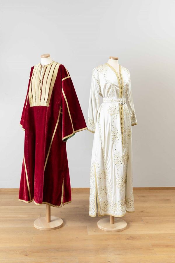 Two figured fabric caftans