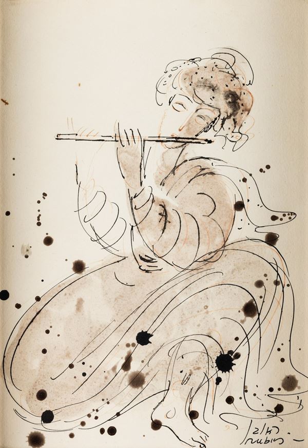 Reuven Rubin - Senza titolo (La flautista)