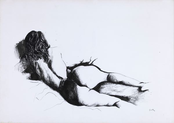 Renato Guttuso - Senza titolo (Nudo di schiena)