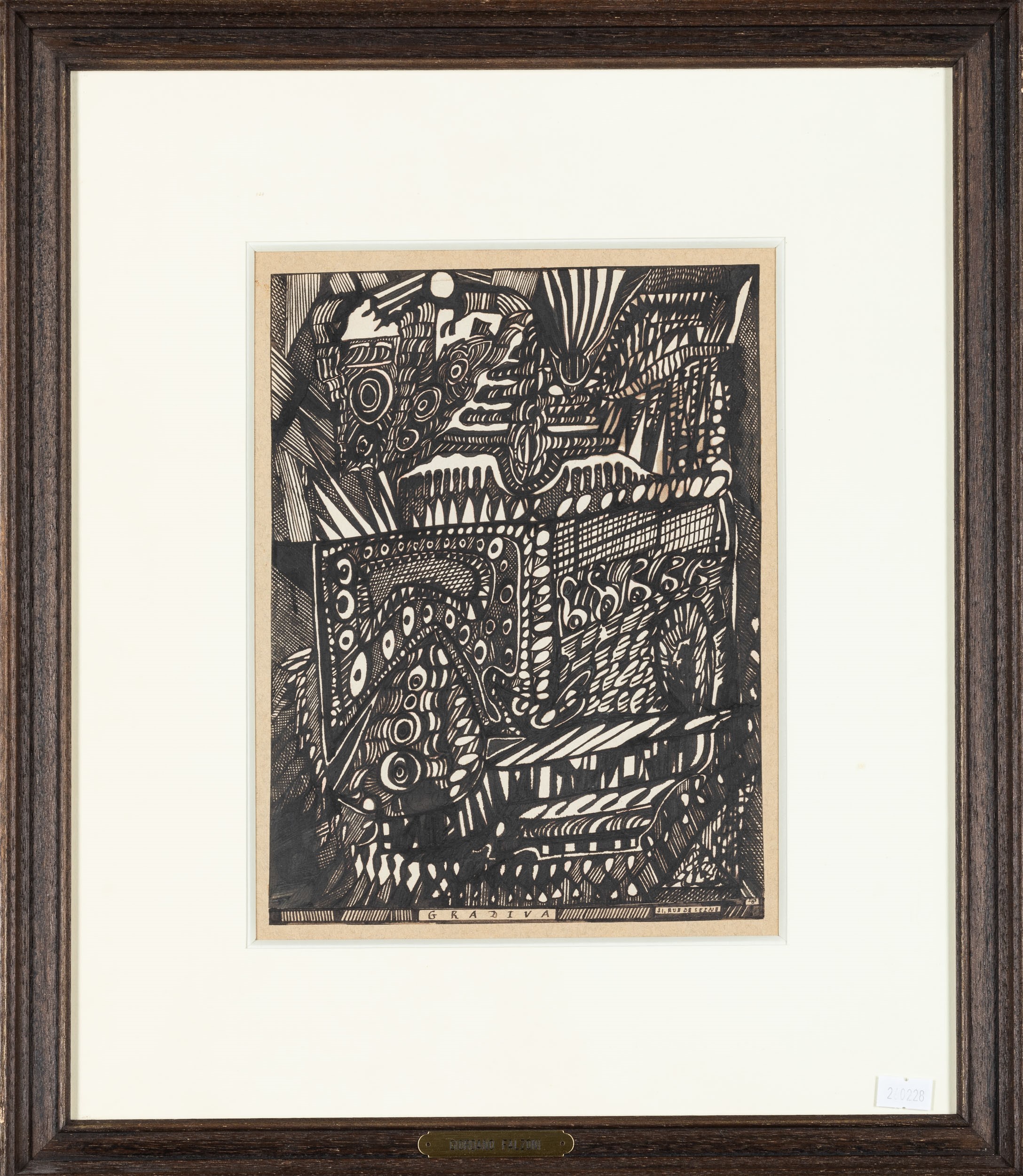 Giordano Falzoni - Gradiva. Inchiostro su carta incollato su cartone, circa 1950