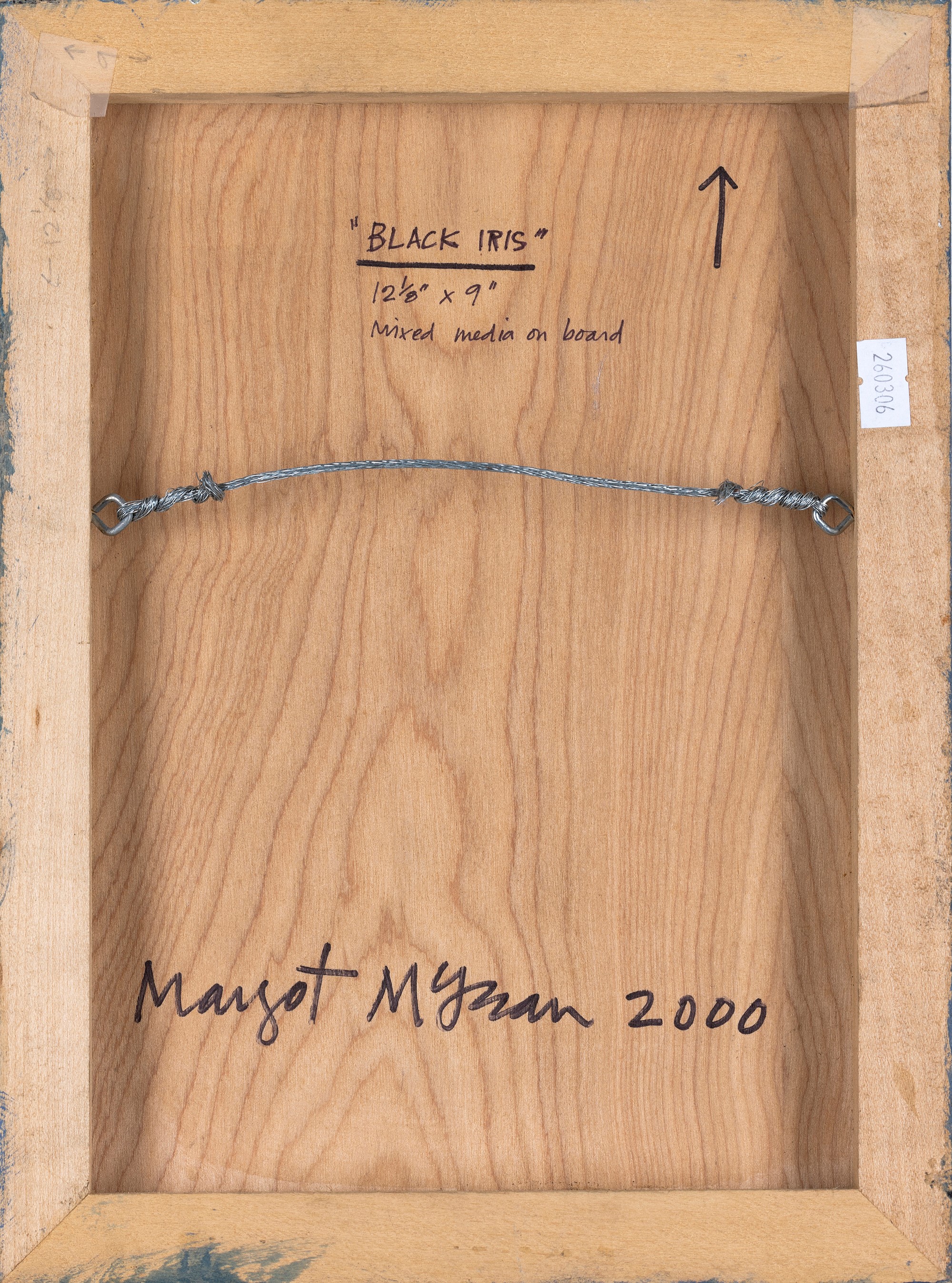 Margot Mclean - Black iris, tecnica mista su tavola