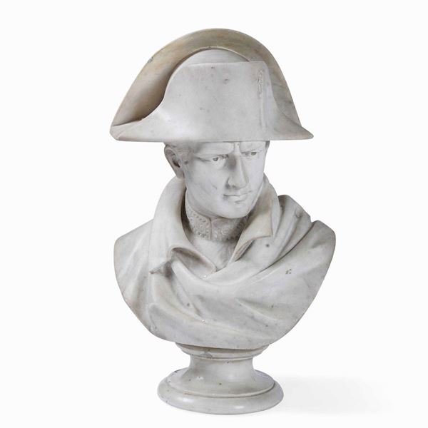 Busto di Napoleone. Marmo bianco. Scultore della metà XIX secolo