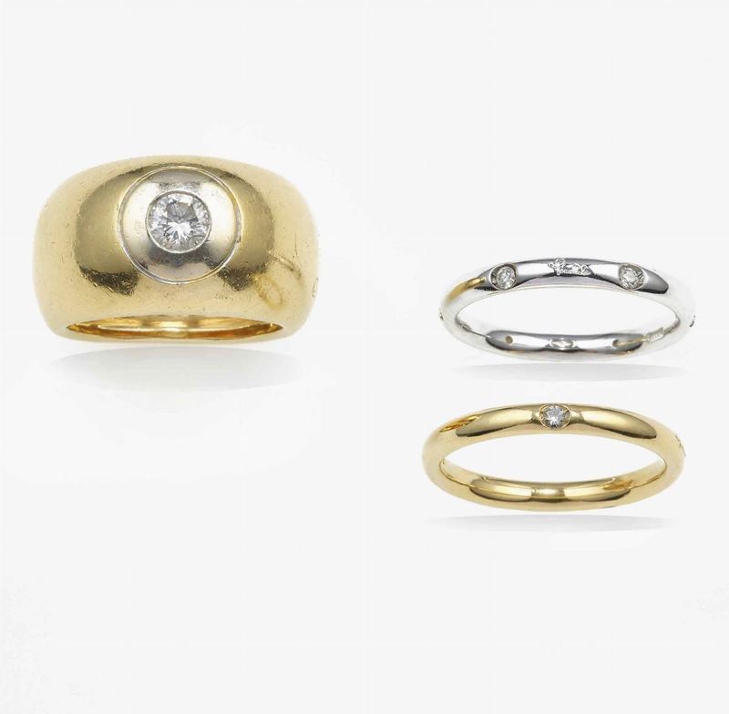 Pomellato. Lotto composto da due anelli modello Lucciole ed un anello a fascia  - Asta Fine Jewels - Cambi Casa d'Aste