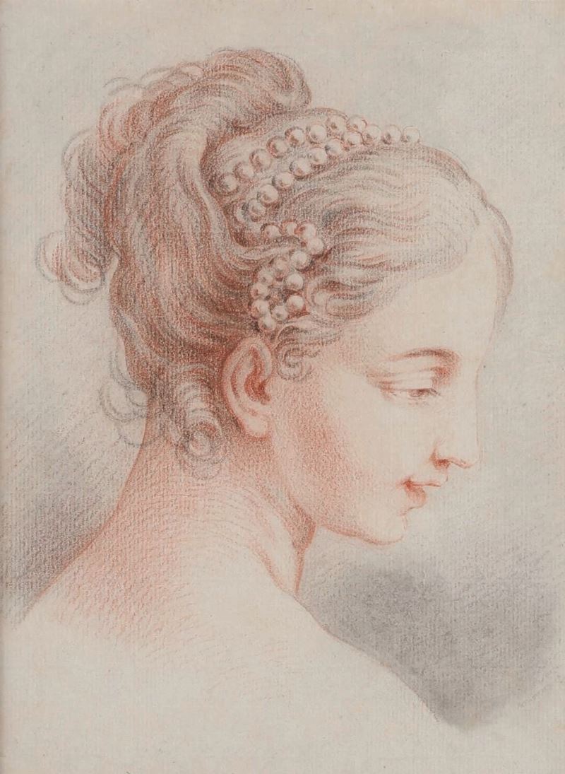Scuola dell'inizio del XIX secolo Profilo femminile  - matita colorata su carta - Auction Drawings - II - Cambi Casa d'Aste