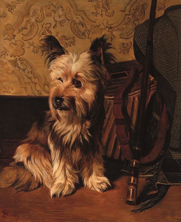 Artista del XIX secolo Ritratto di cane