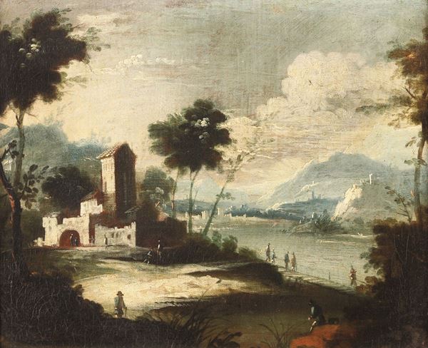 Scuola veneta del XVIII secolo Paesaggi con figure
