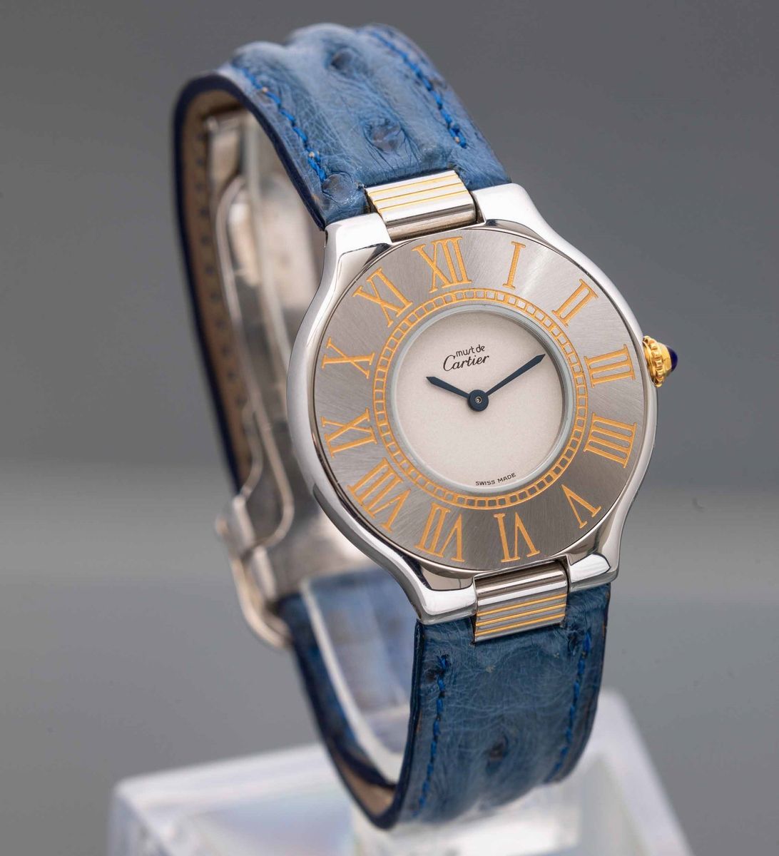 Cartier - Must 21 da Donna Acciaio e Oro, Movimento al Quarzo con Numeri Romani Incisi sulla Ghie...