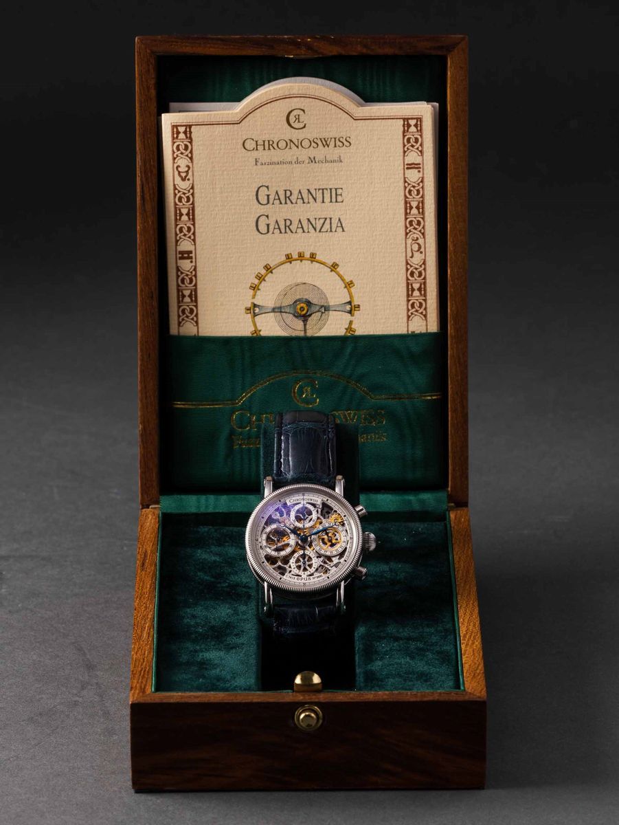 Chronoswiss - Opus Cronografo Tasti Tondi in Acciaio Automatico Scheletrato con Datario con Sfere...