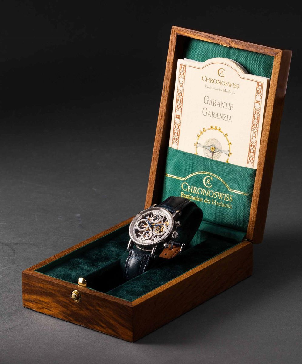 Chronoswiss - Opus Cronografo Tasti Tondi in Acciaio Automatico Scheletrato con Datario con Sfere...