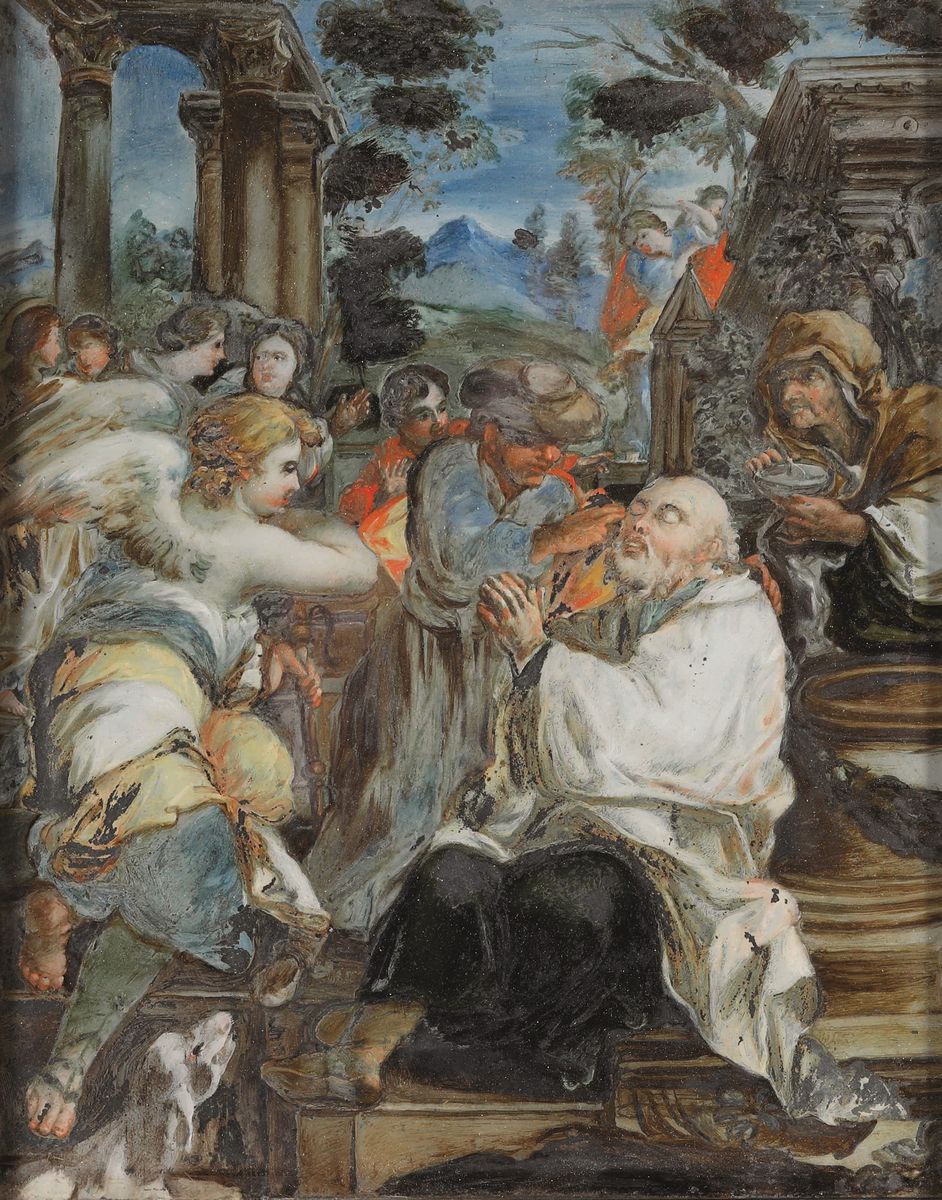 Scuola Veneta del XVIII Secolo Rebecca al Pozzola Guarigione del Padre di San Publio da Parte di ...