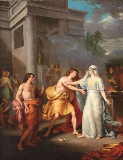 Scuola Neoclassica del XIX Secolo Scena di Sacrificio con Vestale