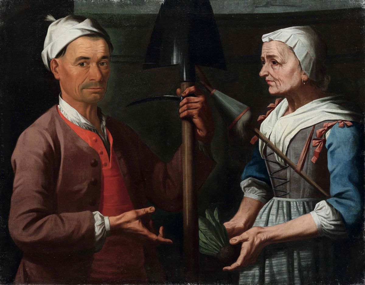 Scuola Napoletana del XVIII Secolo Figure di Popolani