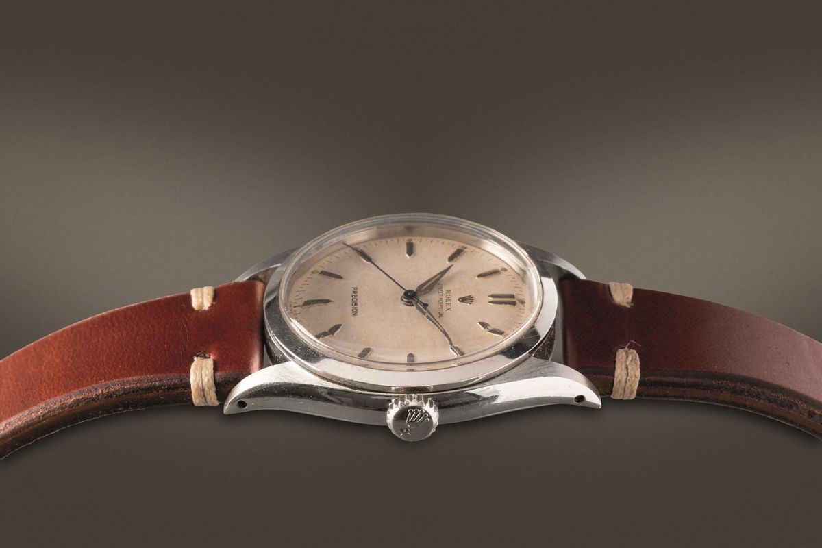 Rolex - Oyster Perpetual Ref 6298 in Acciaio, Movimento Automatico con Quadrante Argentè, Indici ...