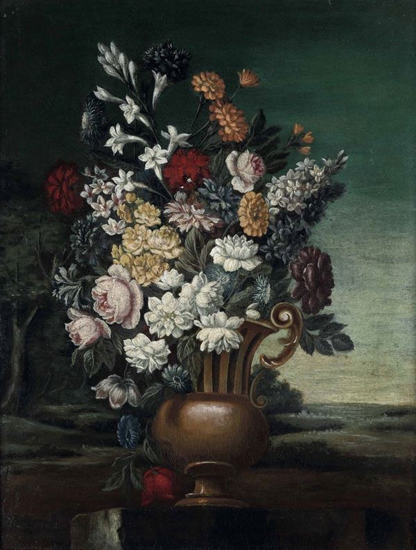 Scuola del XVIII secolo Nature morte con vasi di fiori