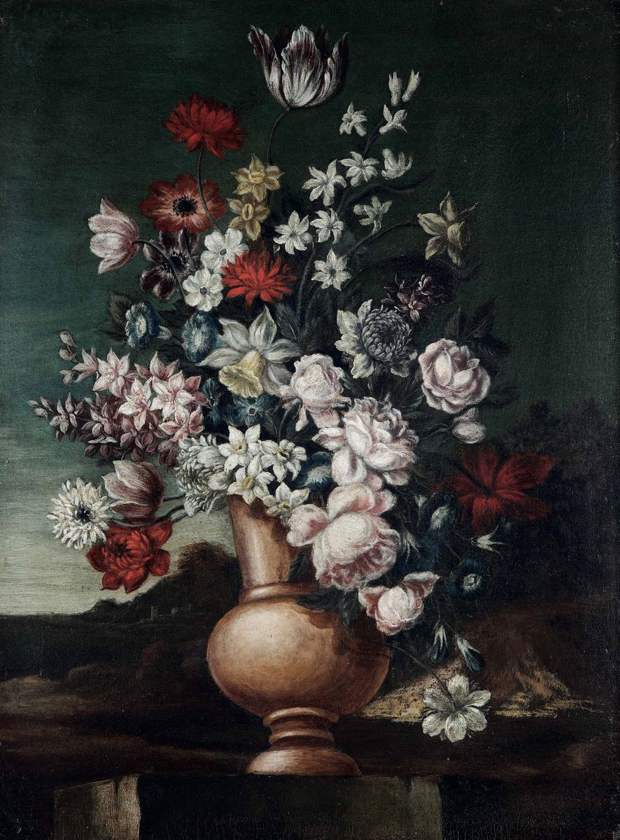 Scuola del XVIII Secolo Nature Morte con Vasi di Fiori