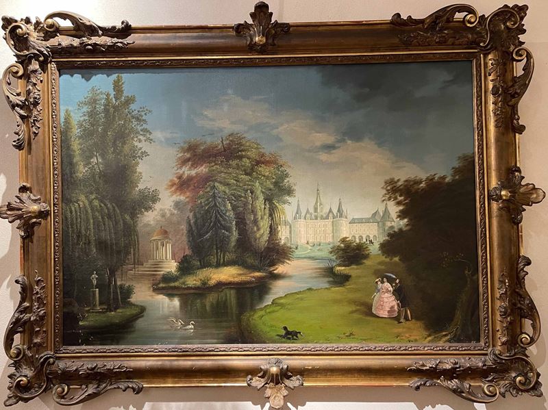 Scuola del XIX-XX secolo Scena romantica  - olio su tela - Asta Dipinti del XIX-XX secolo - Cambi Casa d'Aste