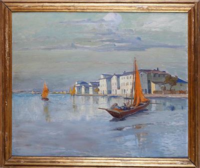 Pittore del XIX-XX Secolo Veduta di Laguna Veneta