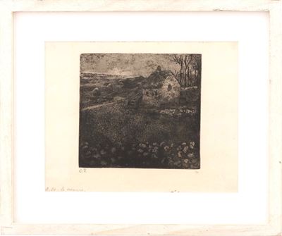 Pissarro, La Masure, acquaforte, puntasecca e acquatinta, 1879