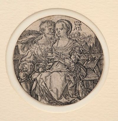 Aldegrever, Heinrich, Gli amanti, incisione al bulino, 1529