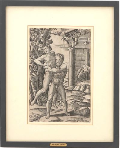 Raimondi, Marcantonio, Ercole e Anteo, incisione a bulino