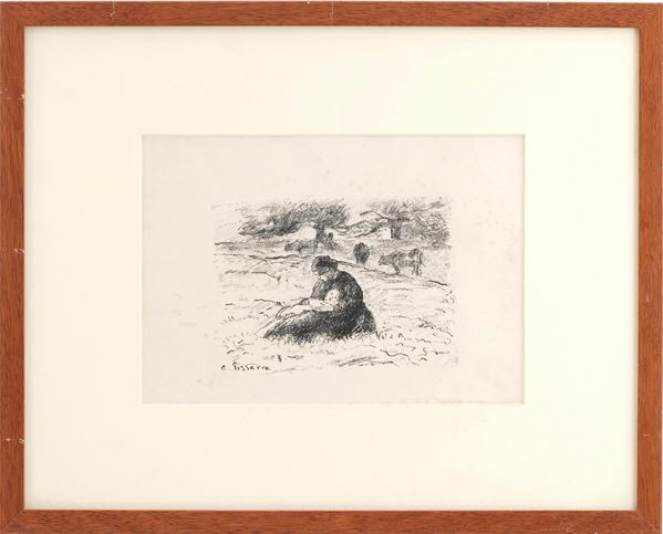 Pissarro, Camille (1830-1903) Femme et enfant dans le champs, 1874