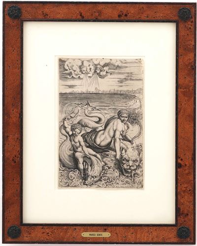 Dente, Marco, Venere e Amore sui delfini, incisione a bulino, 1516