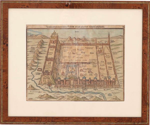 Bunting, Heinrich (1545-1606) Gerusalemme i quattro angoli della città santa, 1587