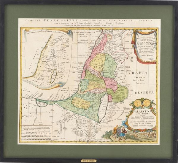 Harenberg, Johann Cristoph (1696-1774) Carta della Terra Santa divisa secondo le dodici tribù di Israele, 1750