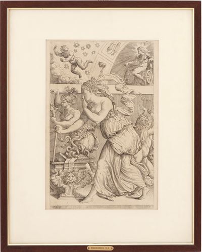 Monogrammista 'ZBM', Il Vaso di Pandora, incisione ad acquaforte, bulino e puntasecca, 1557