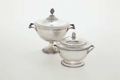 Due Zuppiere in Argento. Argenteria Italiana del XX Secolo, una Argentiere Ilario Pradella per Ze...
