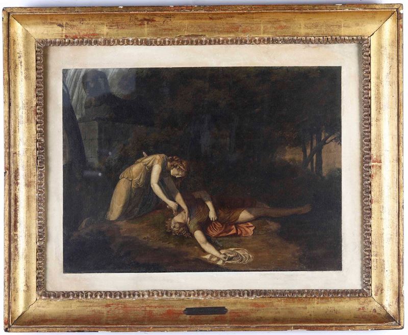 Pelagio Palagi : Piramo e Tisbe  - acquerello e matita su carta applicata su tela - Auction 19th Century Paintings - Cambi Casa d'Aste