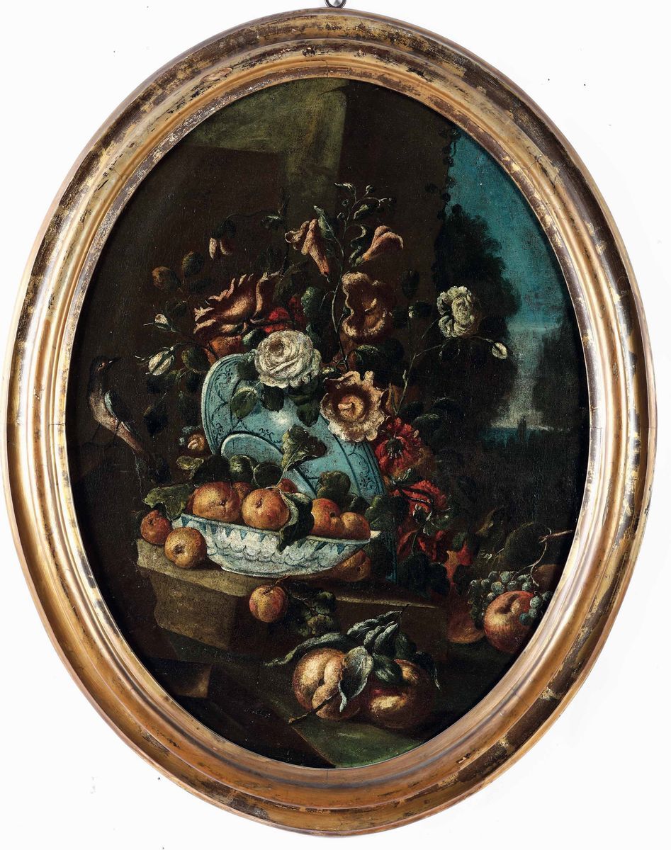 Scuola Dell'italia Meridionale della Fine del XVII Secolo Nature Morte con Composizioni di Fiori,...
