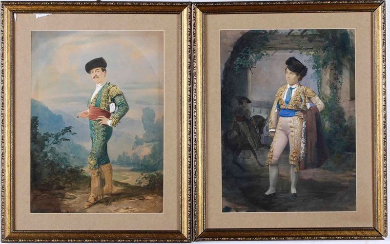 George Penaber (1825-1903)  - Coppia di acquerelli - Asta Dipinti del XIX-XX secolo - Cambi Casa d'Aste
