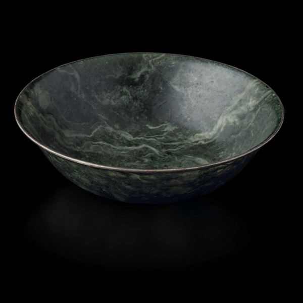 A carved jade bowl, China, Qing Dynasty