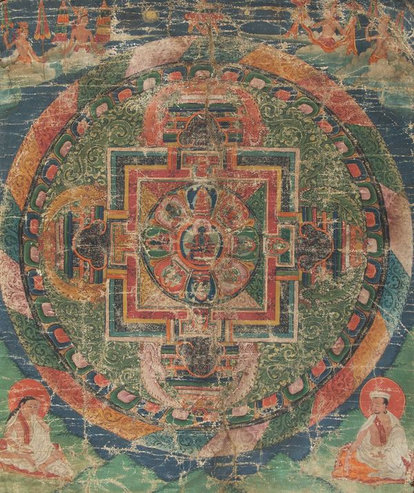 A thangka on silk, Tibet, 1700s
