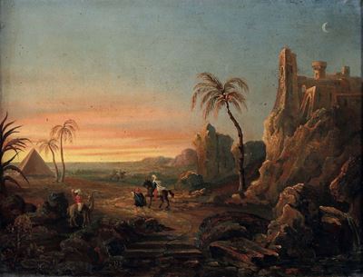 Scuola della Fine del XVIII Secolo Veduta di Paesaggio Orientale