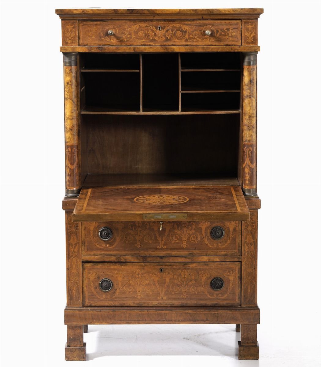 Secretaire Riccamente Intarsiato, XIX Secolo