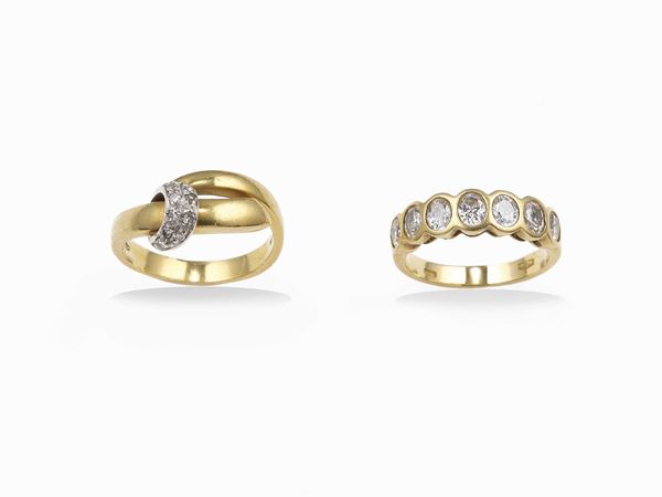 Two diamond and gold rings