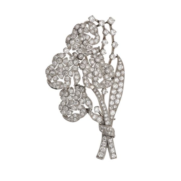 Diamond and platinum brooch