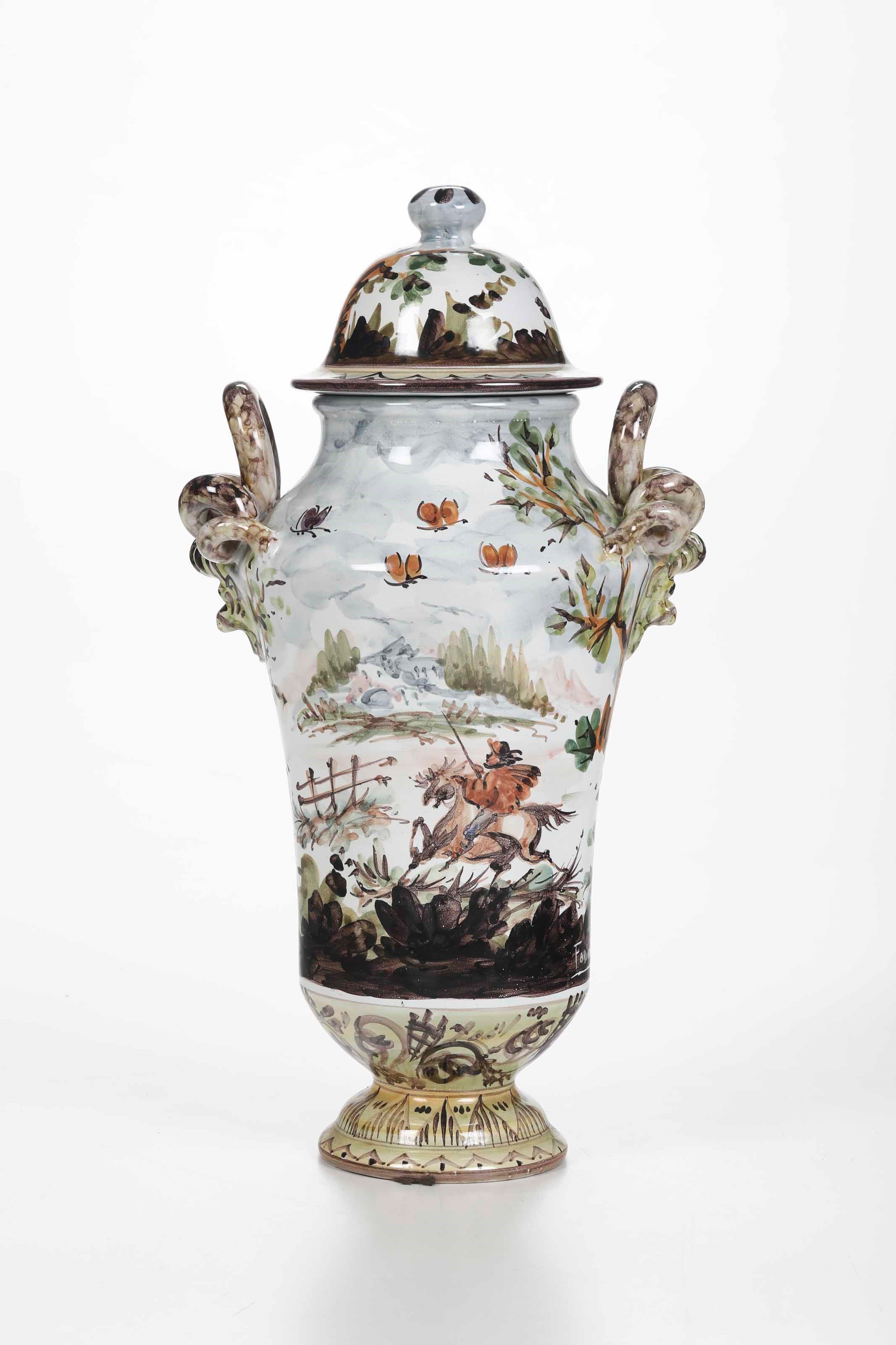 Vaso con Coperchio.albissola, Manifattura Ceramisti Associati, Seconda Metà del XX Secolo.