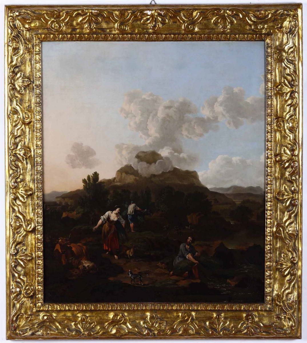 Johannes Van Der Bent - Paesaggio con Scena Pastorale