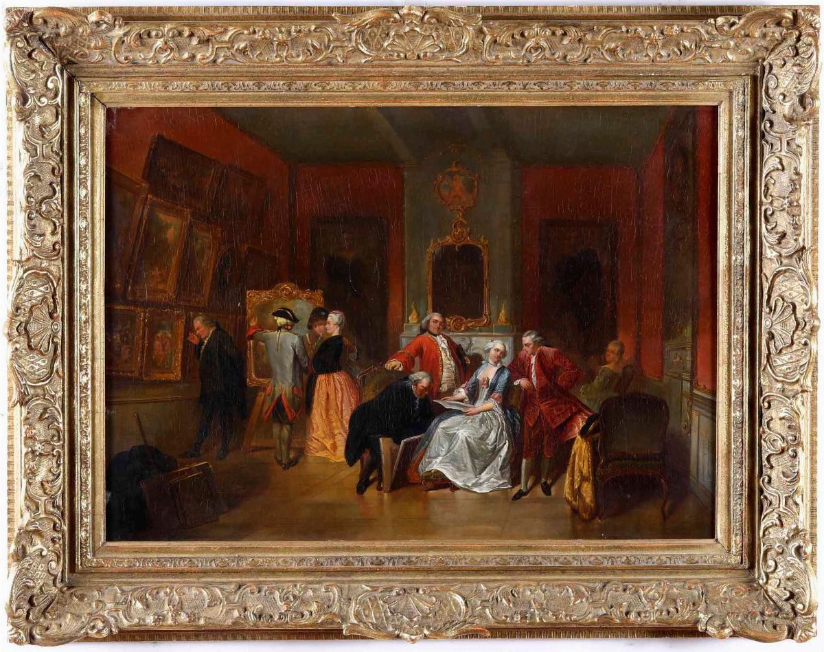 Herman Frederik Carel Ten Kate - Nella galleria dell'antiquario, olio su tavola