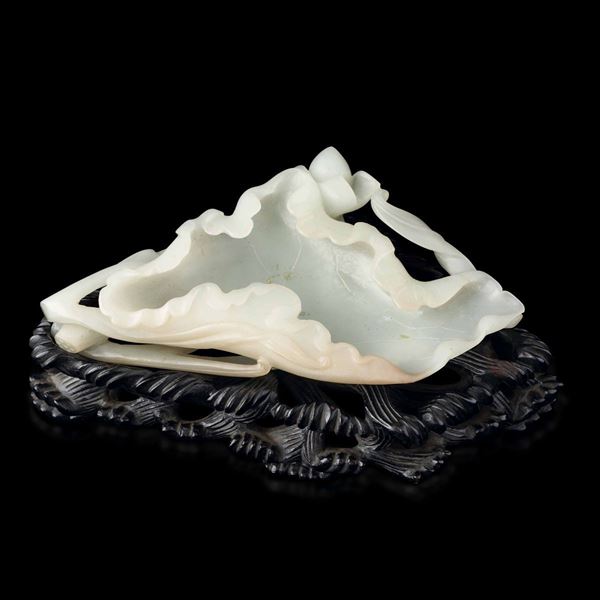 A jade and russet brush washer, China, Qing Dynasty