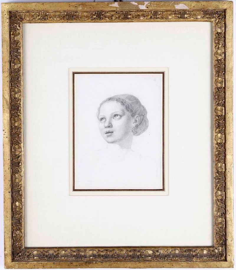 Peter Ritting Ritratto di fanciulla  - matita su carta - Asta Dipinti del XIX-XX secolo - Cambi Casa d'Aste