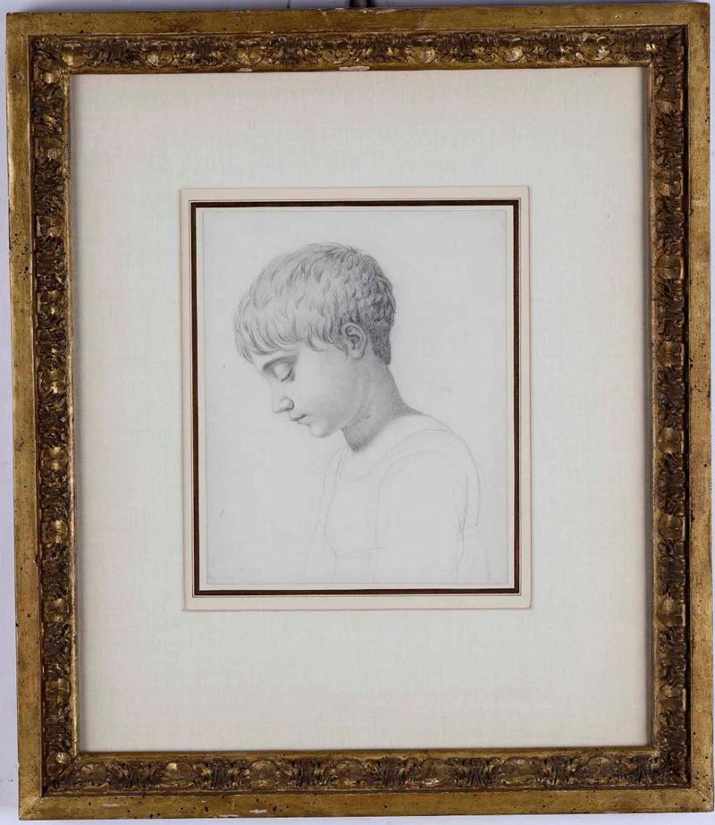Peter Ritting Profilo di giovane.  - Matita su carta - Auction 19th Century Paintings - Cambi Casa d'Aste