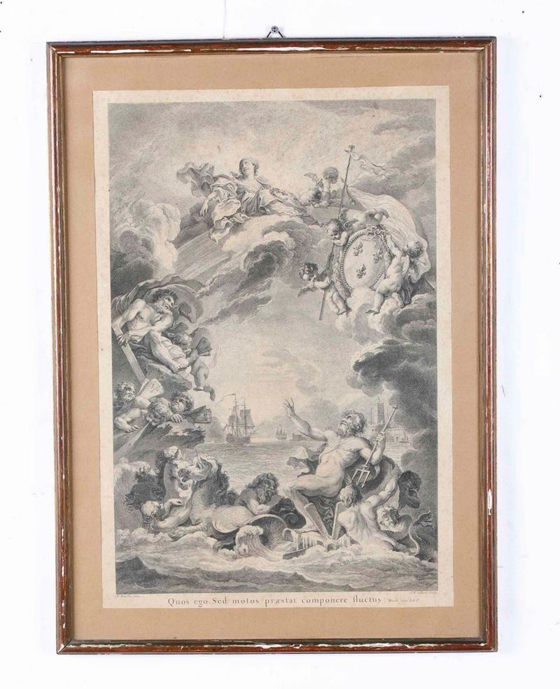 Jean Baptiste Tilliard Quos ego. Sed motos præstat componere fluctus. Francia, secolo XVIII  - Asta Libri Antichi e Rari. Incisioni - Cambi Casa d'Aste