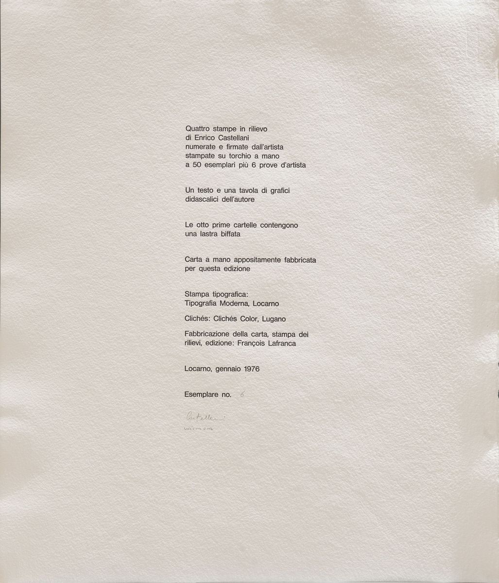 Enrico Castellani - Quattro Stampe in Rilievo
