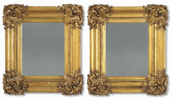 Coppia di piccole specchiere dorate, XIX-XX secolo